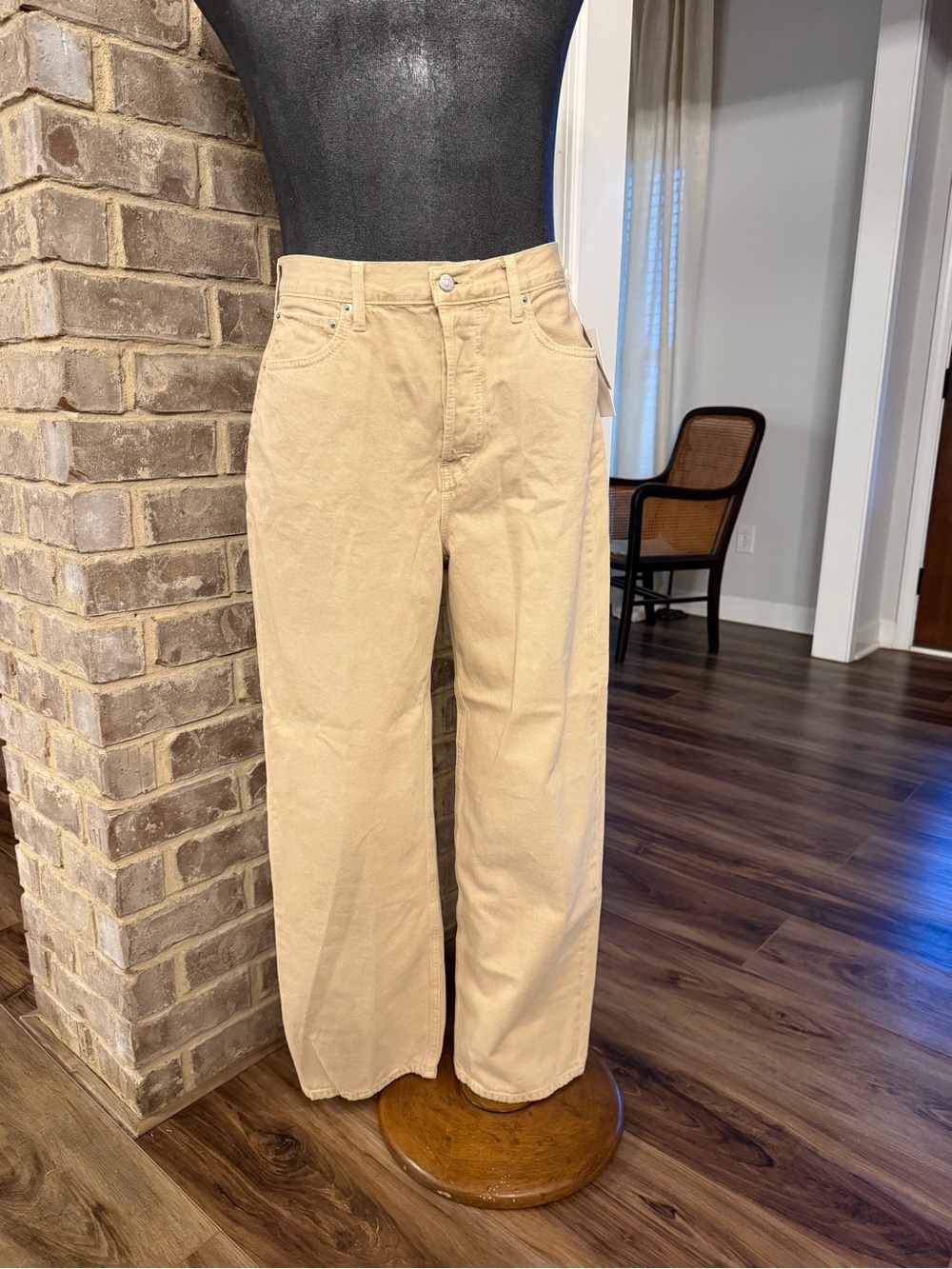 Etica Archer Organic Cotton Wide-Leg Women's Jeans in Beige 30 NWT